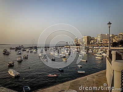 Bugibba, St Paulâ€™s Bay, Malta Marina Stock Photo